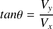 Équation en notation Latex : tan \theta = \frac{V_y}{V_x}